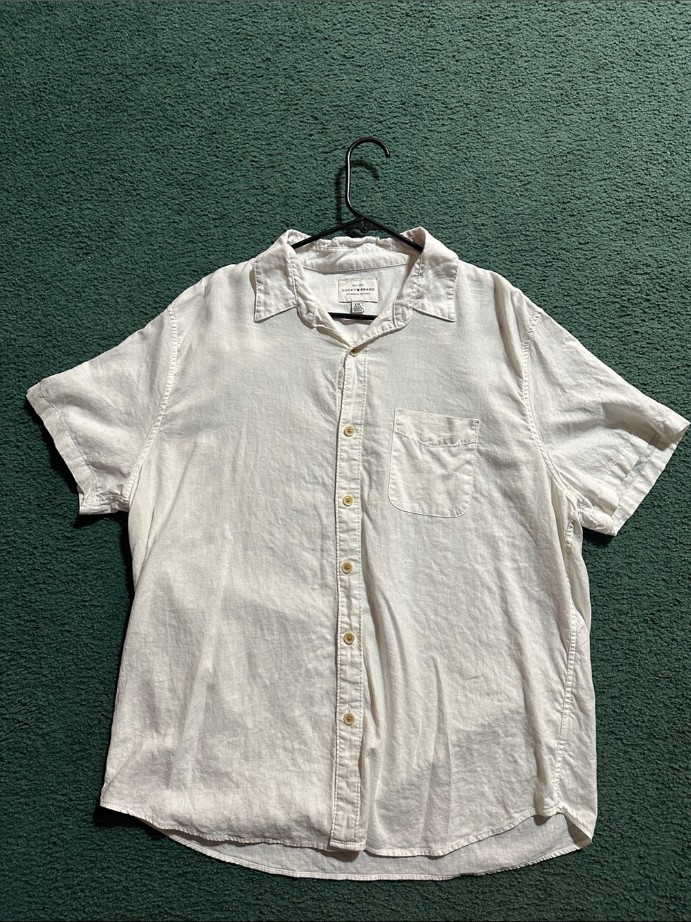Lucky Brand White Short Sleeve Button-Down Shirt